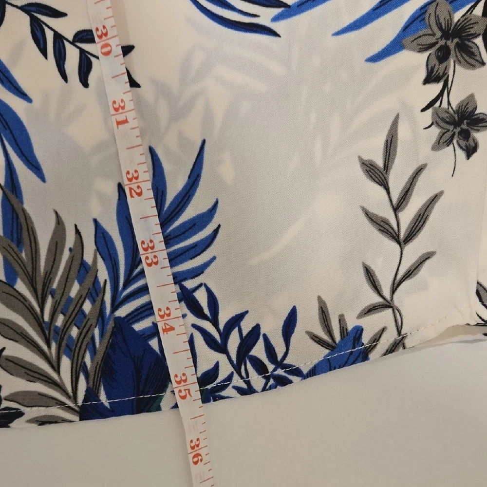 41 Hawthorn Blue and White Leaf Print Dress - Picture 9 of 14